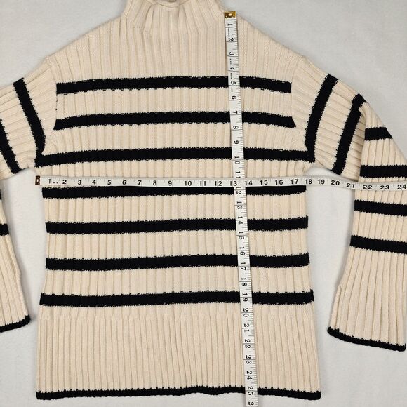 Zara Women’s Striped Mock Neck Rib Knit Sweater Size S Minimalist Preppy - Picture 7 of 7
